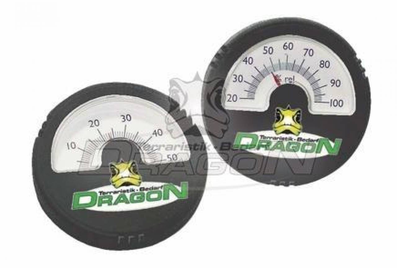 Thermometer analog schwarz, rund Ø5,5cm Dragon